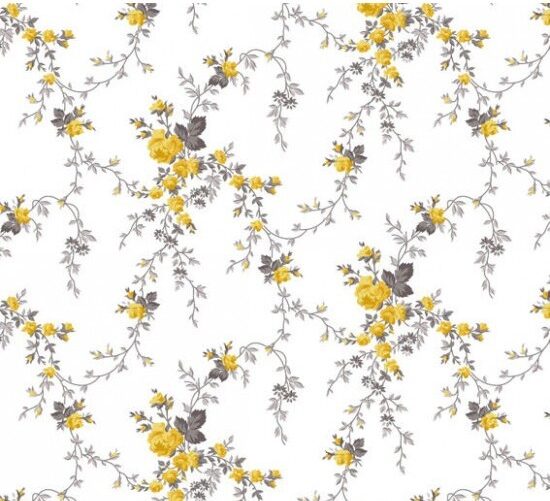 Tricoline Floral Sarah Amarelo Cor 17