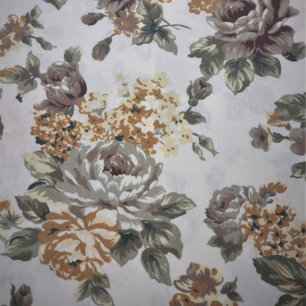 TRICOLINE FLORAL GRANDE MARRONS FUNDO BRANCO