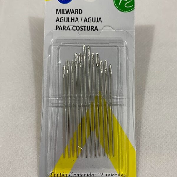 Kit Agulhas de Costura Varios Tamanhos Milward C/ 12 Und Aço Niq