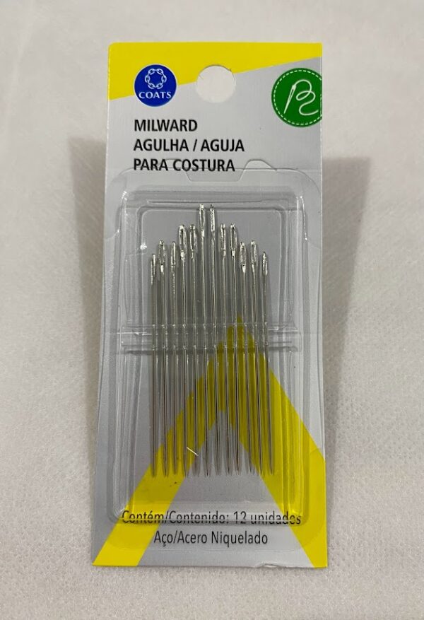 Kit Agulhas de Costura Varios Tamanhos Milward C/ 12 Und Aço Niq