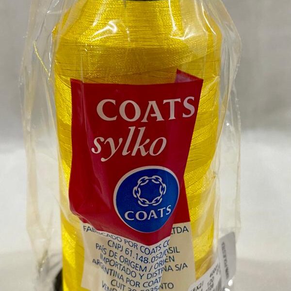 Linha de Costura 100% Poliéster 4000M Coats Sylko Amarelo 07297