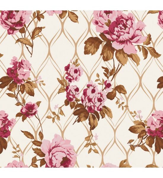 Tricoline Floral Rosa Imperial Rosê Cor 03