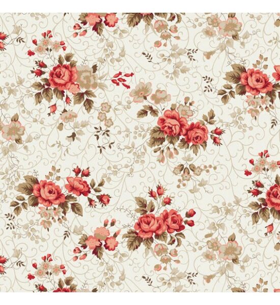 Tricoline Floral Fernanda Coral Cor 10