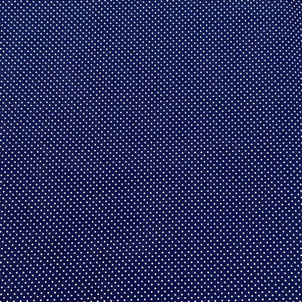 Tricoline Estampado 651 - Azul Marinho Poá Branco