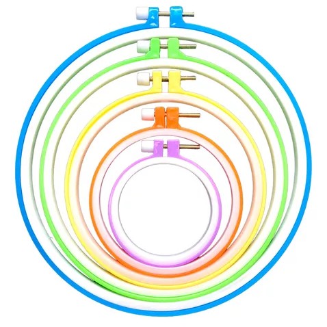 Kit Bastidor Plástico colorido ajustável para Bordados 5 tamanhos
