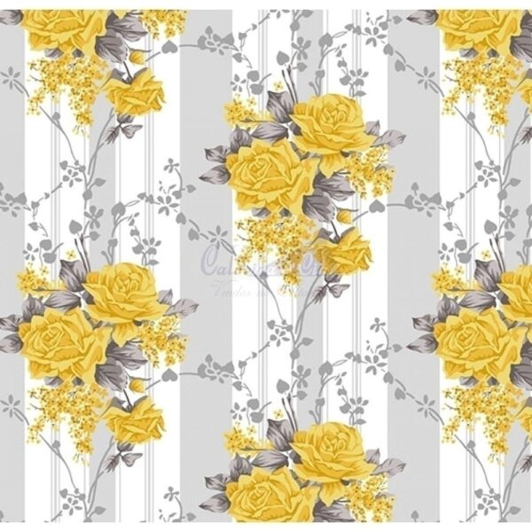 Tricoline Floral Flora Amarelo Cor 07