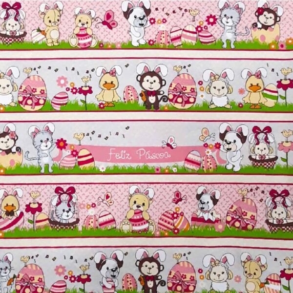 Tricoline Decoupage/Patchwork "Quero Ser Coelho" O Barrados - Páscoa