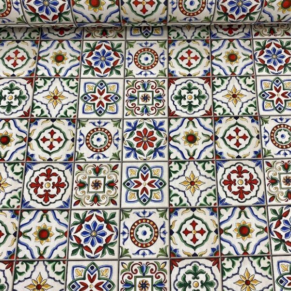 Tricoline Digital Azulejo Colorido 5950 D - Cor A