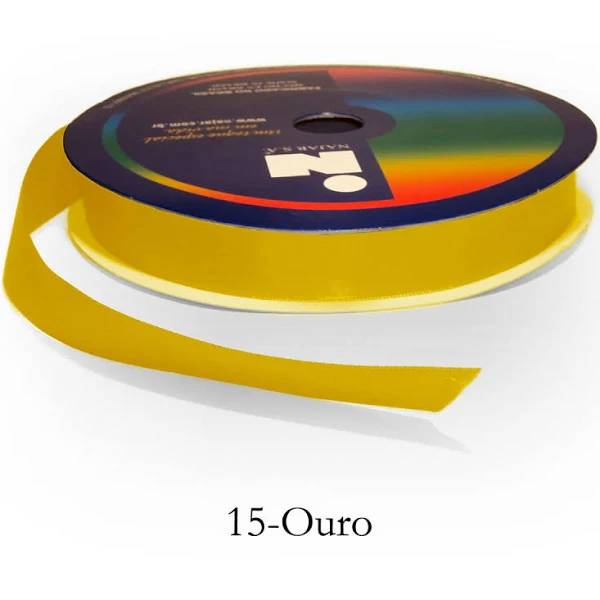 Fita de Cetim Najar 40 Nº5 Rolo 50M Cor 15 Amarelo Ouro