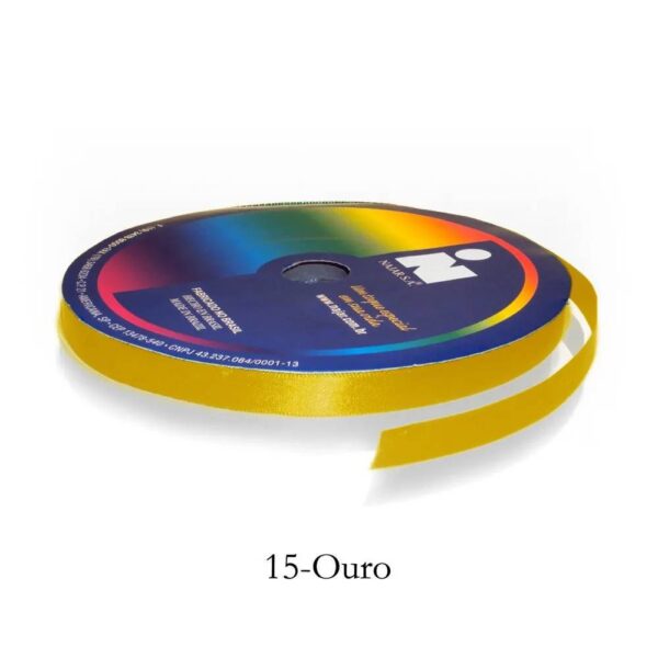 Fita de Cetim Najar 40 nº2 Rolo 50M Cor 15 Amarelo Ouro