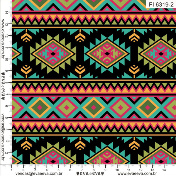 Tricoline Coleção Fiesta Geometrico Preto