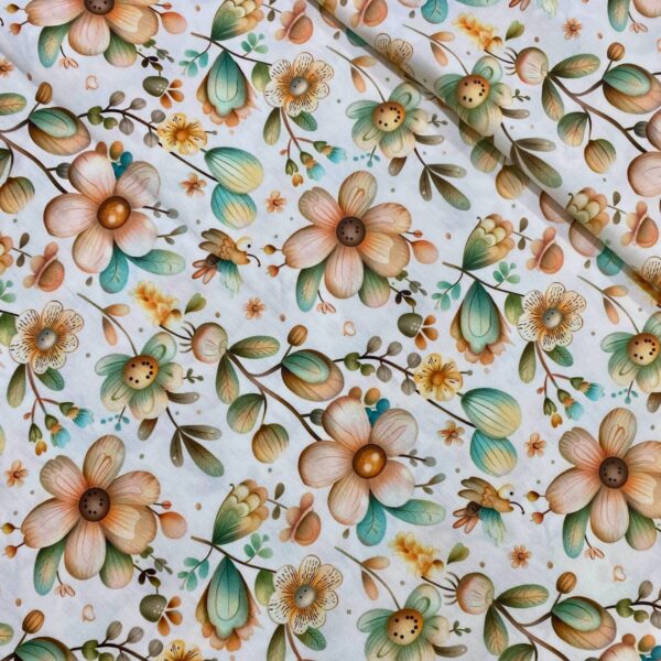 Tricoline Digital Coleção Madrigal Floral Grande Espaçado Amarelo