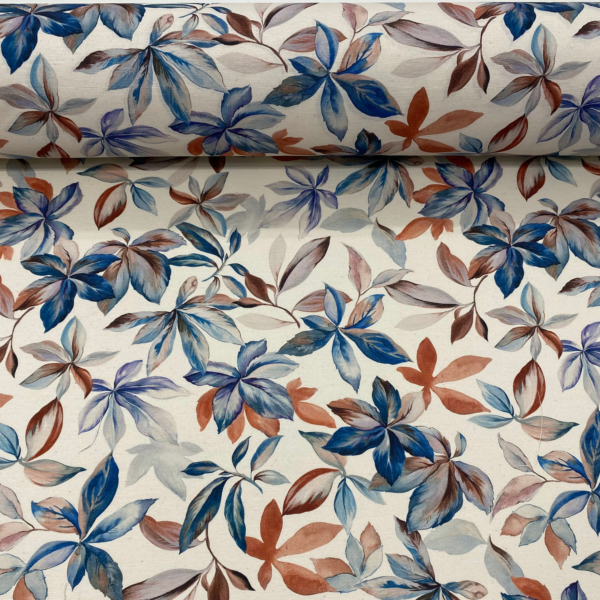 Tecido Impermeável Decokasa Floral Azul e Terracota 6286 D Cor B