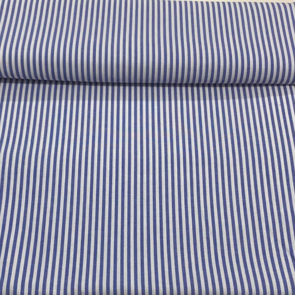 Tricoline Listrado Médio 227 Fio Tinto Azul Marinho Cor 1021