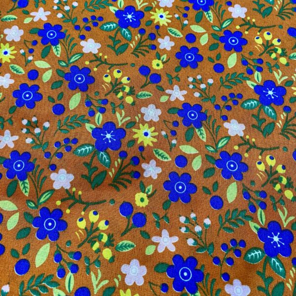 Tecido Chita Floral fundo Laranja 100% Poliéster - Imagem 3