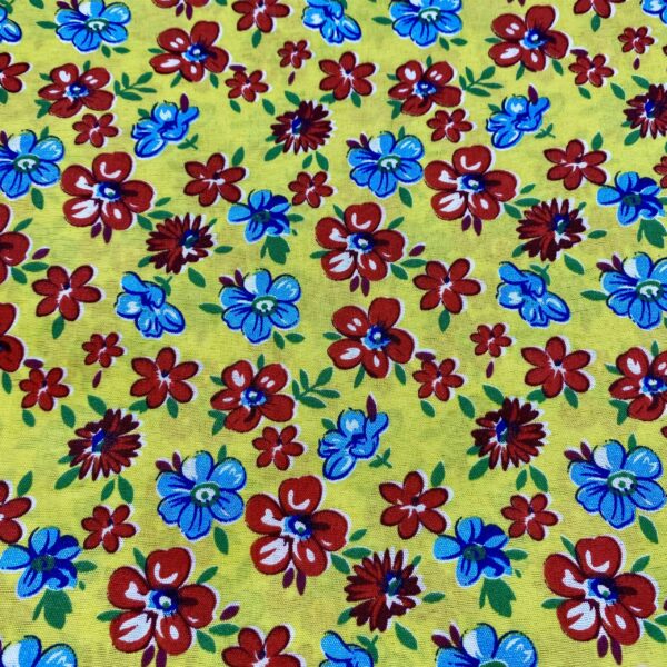 Tecido Chita Floral fundo Amarelo 100% Poliéster - Imagem 3