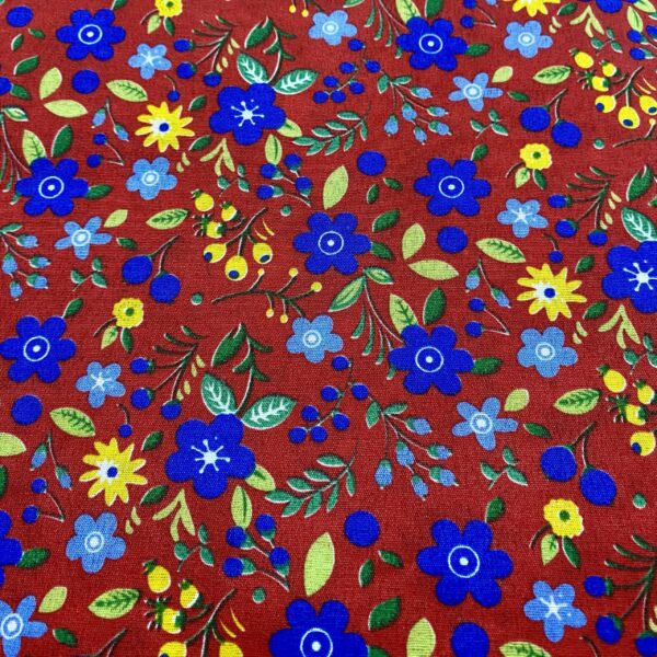 Tecido Chita Floral fundo Vermelho 100% Poliéster - Imagem 3