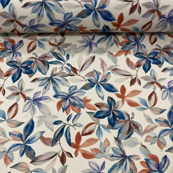 Tecido Semi Impermeável Decokasa Floral Azul e Terracota 6286 D Cor B