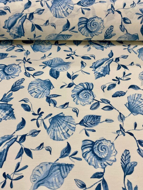 Tecido Semi Impermeável Belize Náutico Conchas Azul 6341 Cor A - Imagem 2