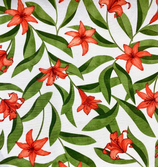 Tecido Semi Impermeável Belize Floral Laranja 6201 Cor A