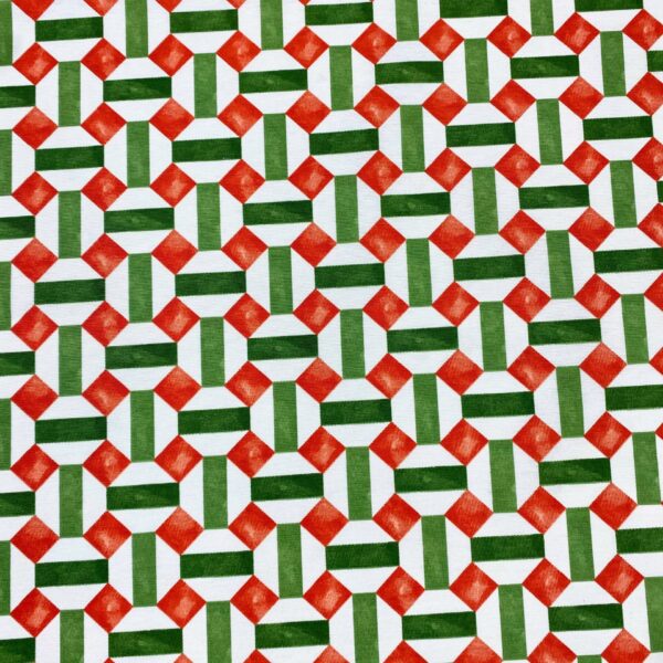 Tecido Semi Impermeável Belize Geométrico Laranja e Verde 6204 Cor 01