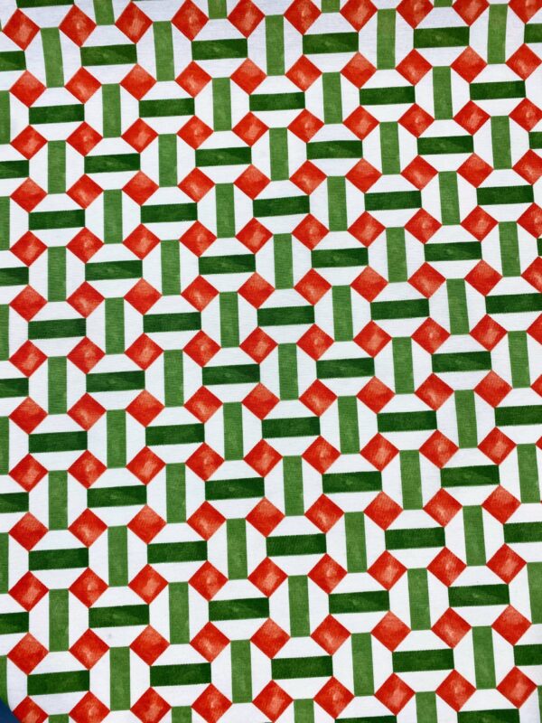 Tecido Semi Impermeável Belize Geométrico Laranja e Verde 6204 Cor 01