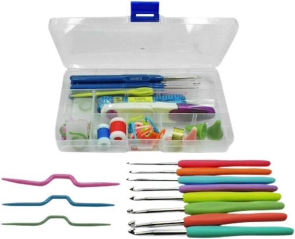 Kit Acessórios e Agulhas De Crochê C/Divisória