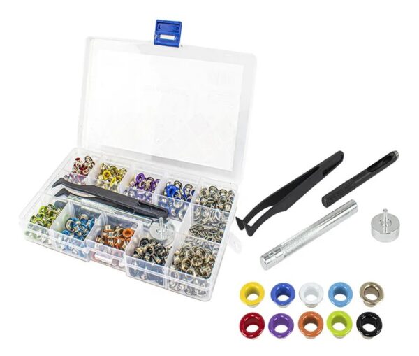 Kit Aplicador De Ilhós e Vazador + 400 Ilhós Coloridos