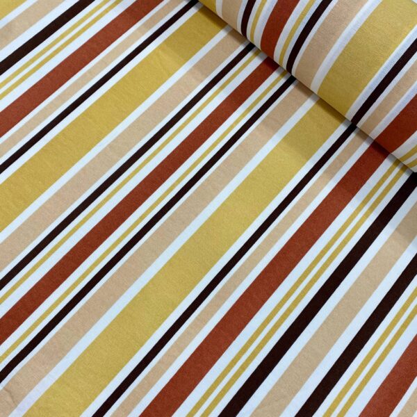 Tecido Semi Imperme&aacute;vel Belize Listras Amarelo/Branco/Bege/Laranja 6005 Cor B