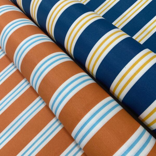Tecido Waterblock Belize Naútico Meditarrâneo Listrado Laranja 6347 Cor B