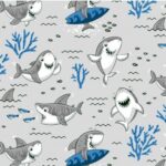 Encantos Do Mar Shark Cinza Com Azul Marinho Cor 02