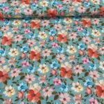Floral Médio Primavera Rosa Fundo Azul