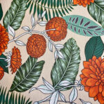 Floral Laranja e Bege