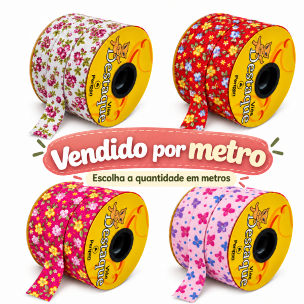 Viés Estampado Tijuca 35 Mm - Por metro