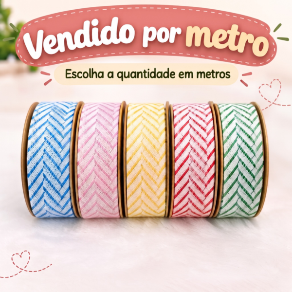 Viés Destaque Listrado 35 Mm - Por metro